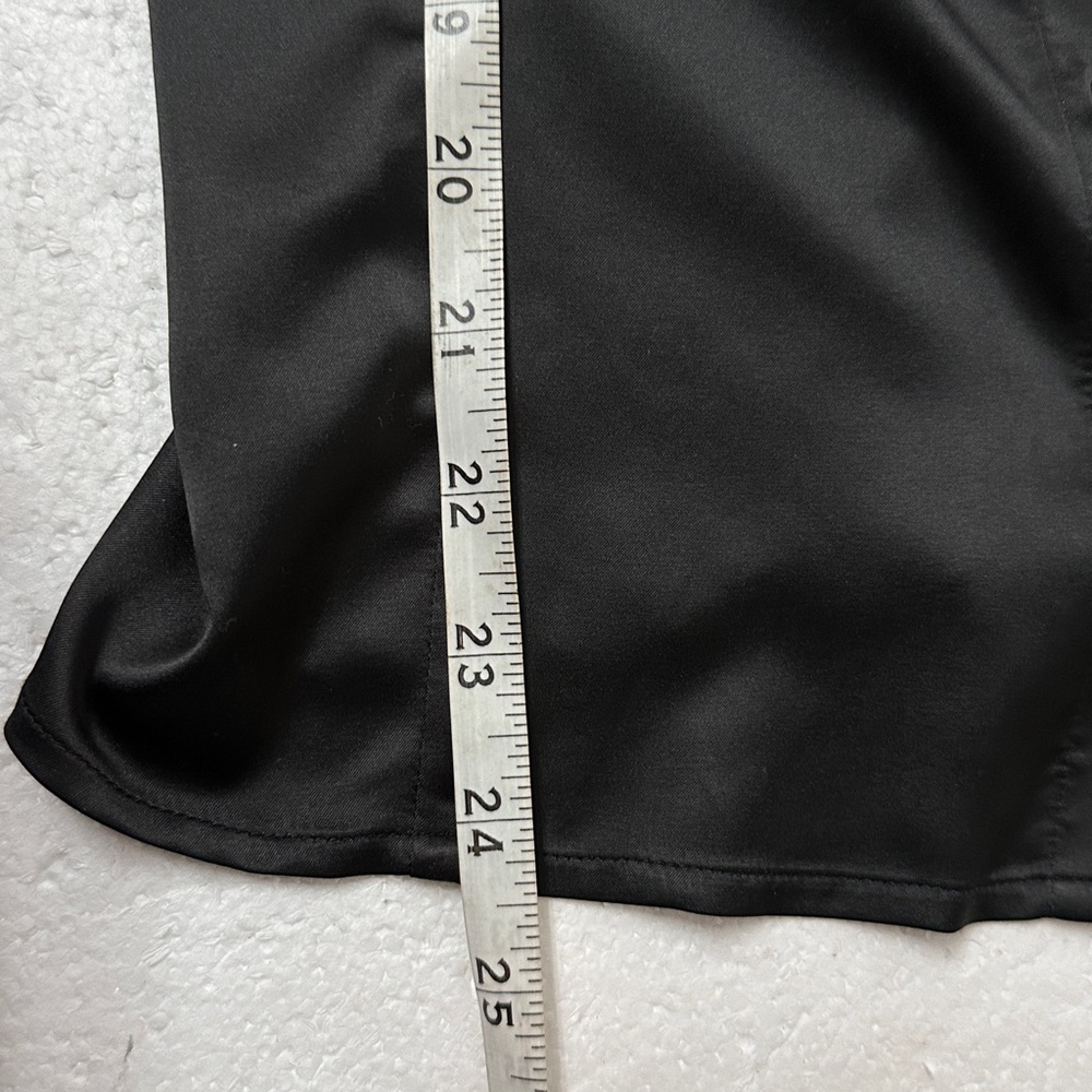 BCBG Max Azria women's black 3/4 bell sleeve button down shiny shirt,‎ Size: M - Picture 8 of 9
